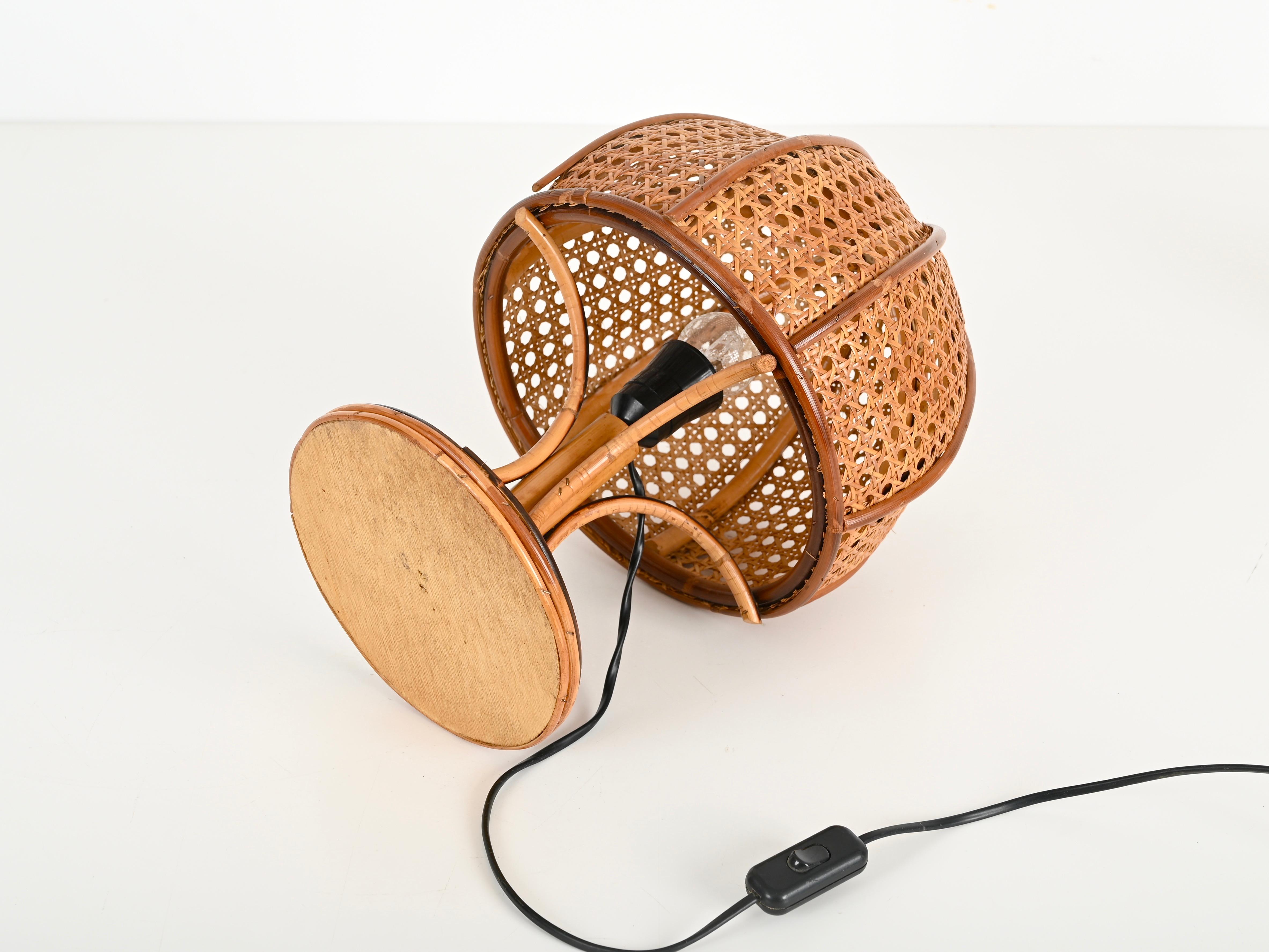 Lampada da tavolo grande in bambù, rattan e paglia di Vienna, Louis Sognot, Italia, anni '60 in vendita 4