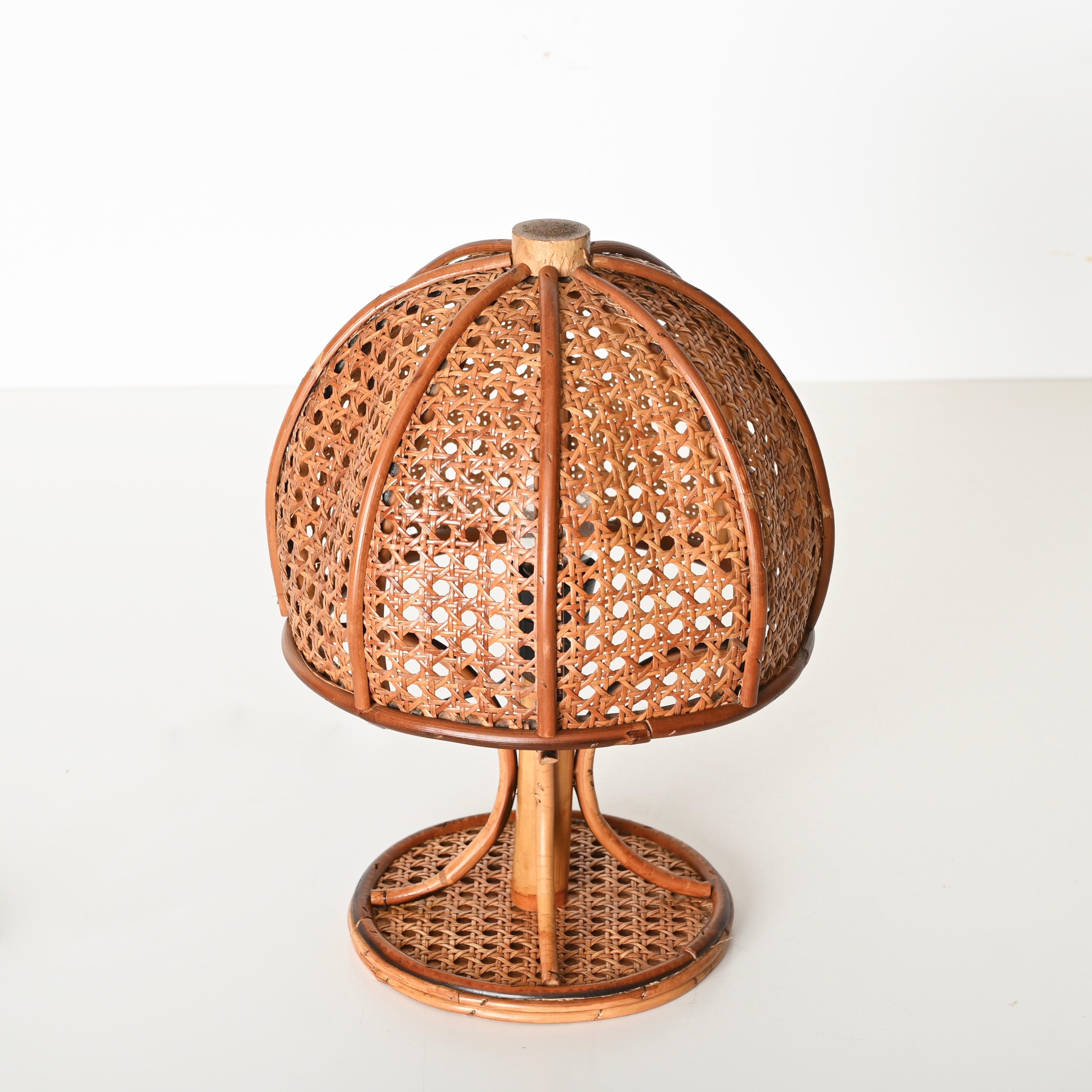 Lampada da tavolo grande in bambù, rattan e paglia di Vienna, Louis Sognot, Italia, anni '60 in vendita 6