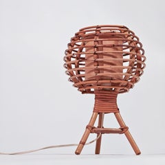 Louis Sognot. Mid-Century Modern cane table lamp, Italy, 1960s