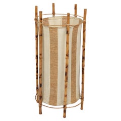 Italienische Stehlampe aus Baumwolle, Bambus und Rattan von Louis Sognot aus der Mitte des Jahrhunderts, 1950er Jahre