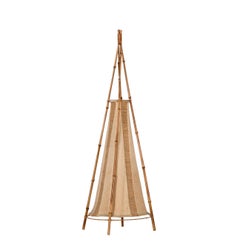 Lampada da tavolo italiana in cotone, bambù e rattan di Louis Sognot, anni '1960
