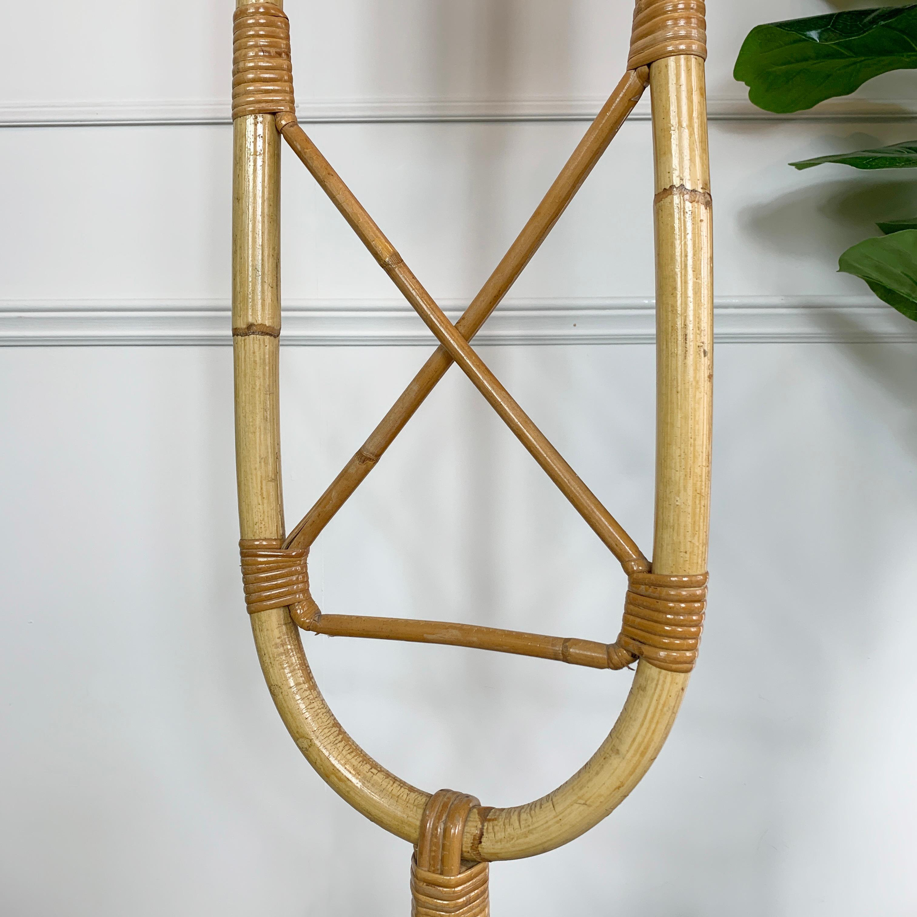 Mid-Century Modern Louis Sognot, Natural Rattan Floor Lamp, 1950s For Sale