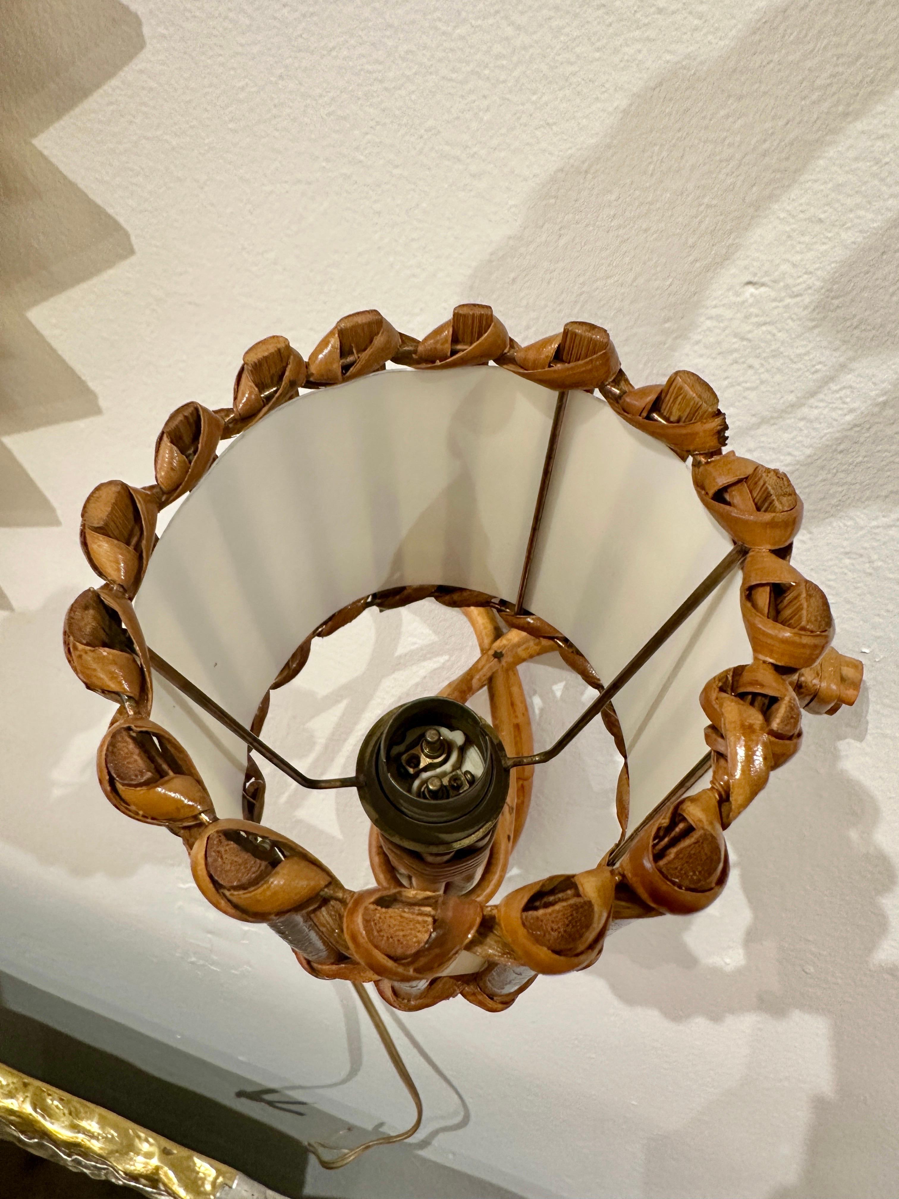 Louis Sognot Original 1950's French Rattan Wall Sconces, Pair In Good Condition For Sale In East Hampton, NY