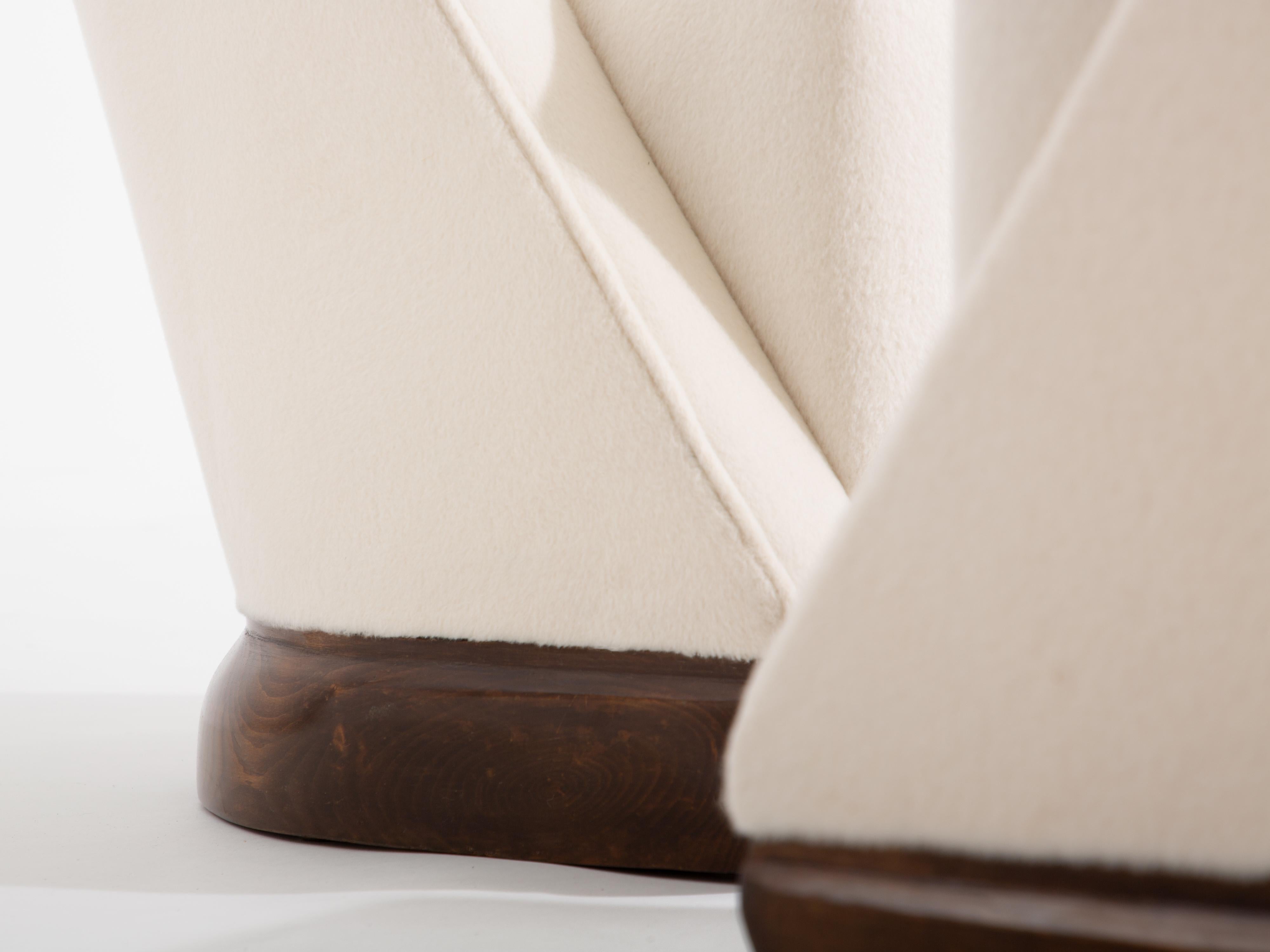 Louis Sognot coppia di poltrone moderniste in noce bianco alpaca 1927 in vendita 5