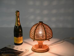 Louis Sognot Pair of Table Lamps in Bamboo, Rattan and Vienna Straw, Italy, 1960