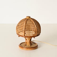 Louis Sognot Pair of Table Lamps in Rattan and Vienna Straw, Italy, 1960s