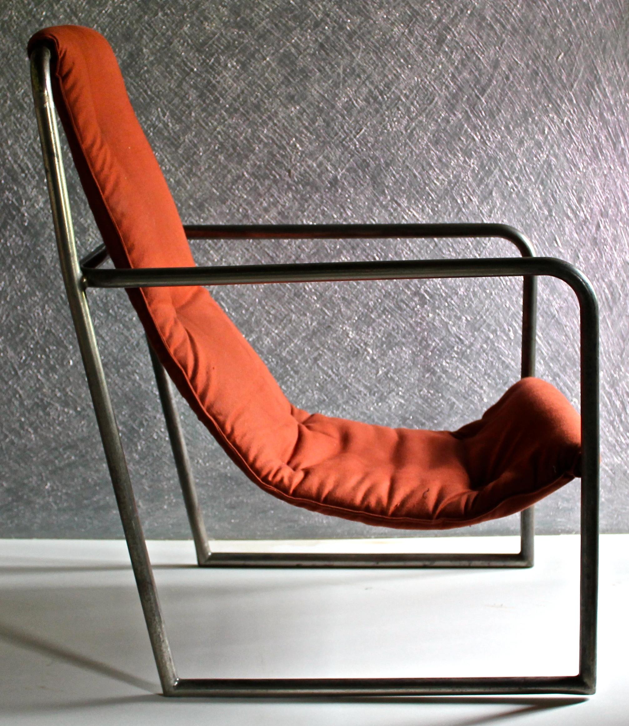 French Louis Sognot Rare Tubular Sling Armchair for Maurice Dufrene 'La Maitrise', 1928 For Sale