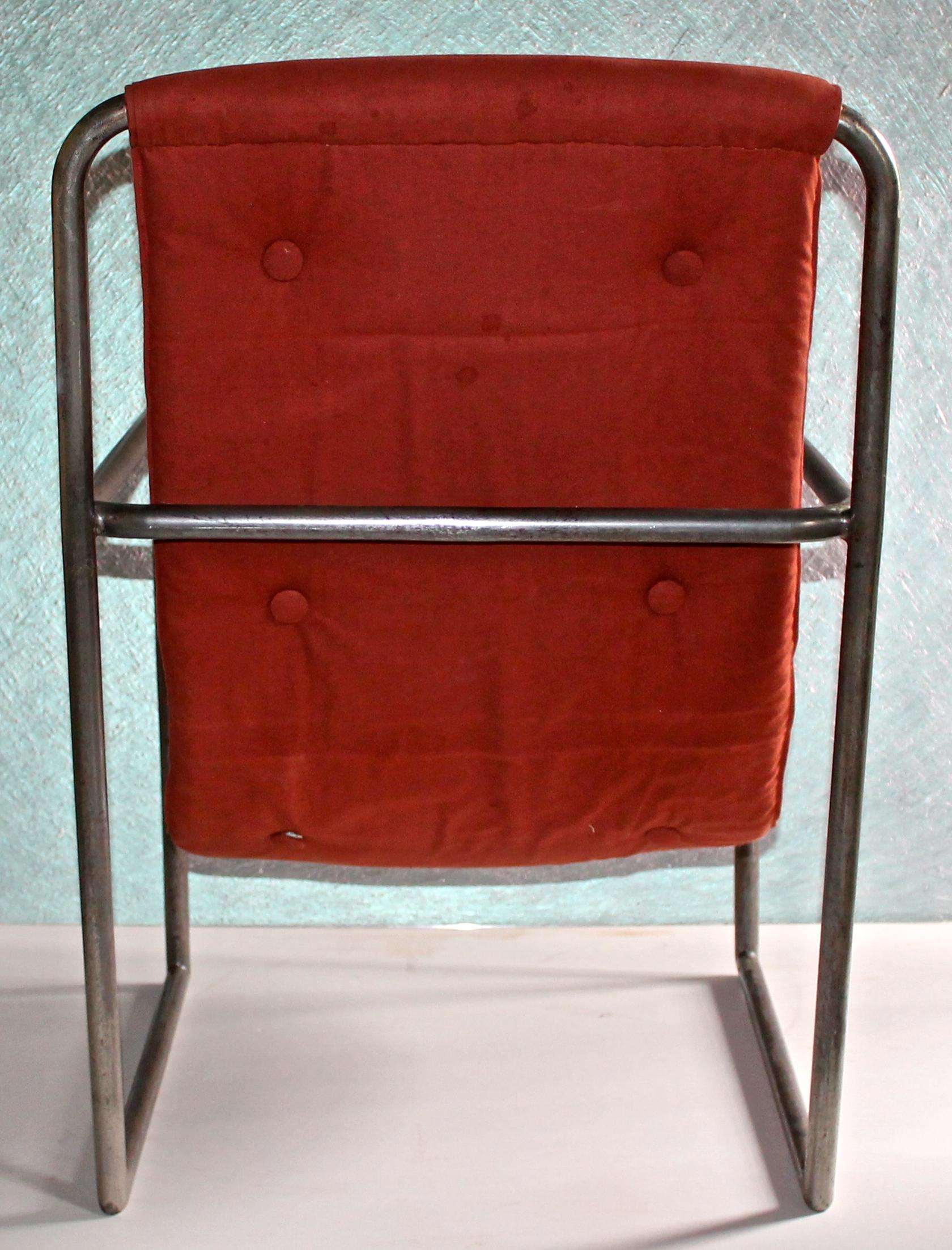 Soudé Rare fauteuil à bride tubulaire Louis Sognot pour Maurice Dufrene « La Maitrise », 1928 en vente