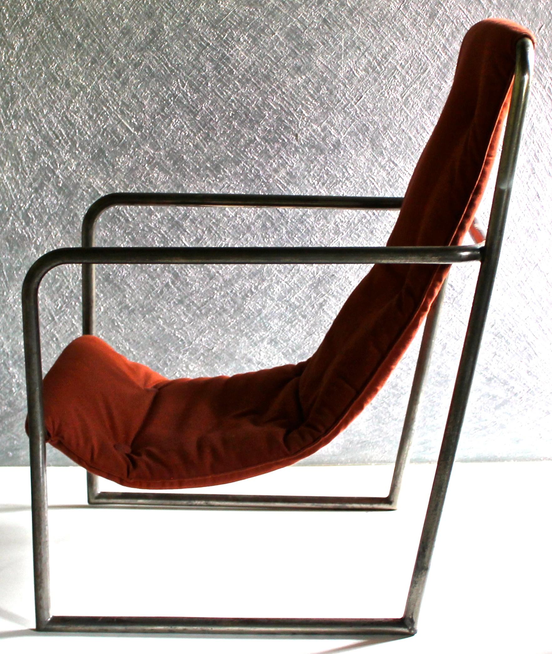 Early 20th Century Louis Sognot Rare Tubular Sling Armchair for Maurice Dufrene 'La Maitrise', 1928 For Sale