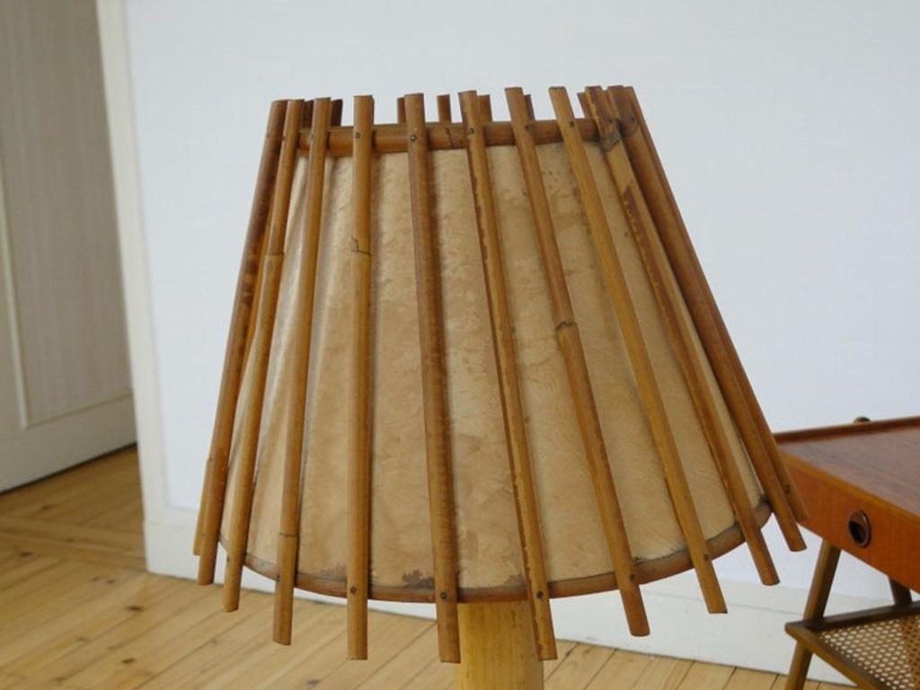Lampe de bureau Louis Sognot en bambou et rotin, France  en vente 1