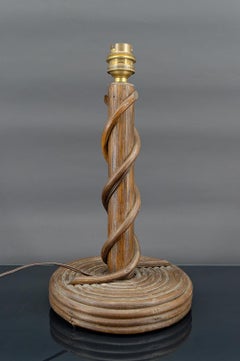 Louis Sognot rattan lamp, France circa 1950