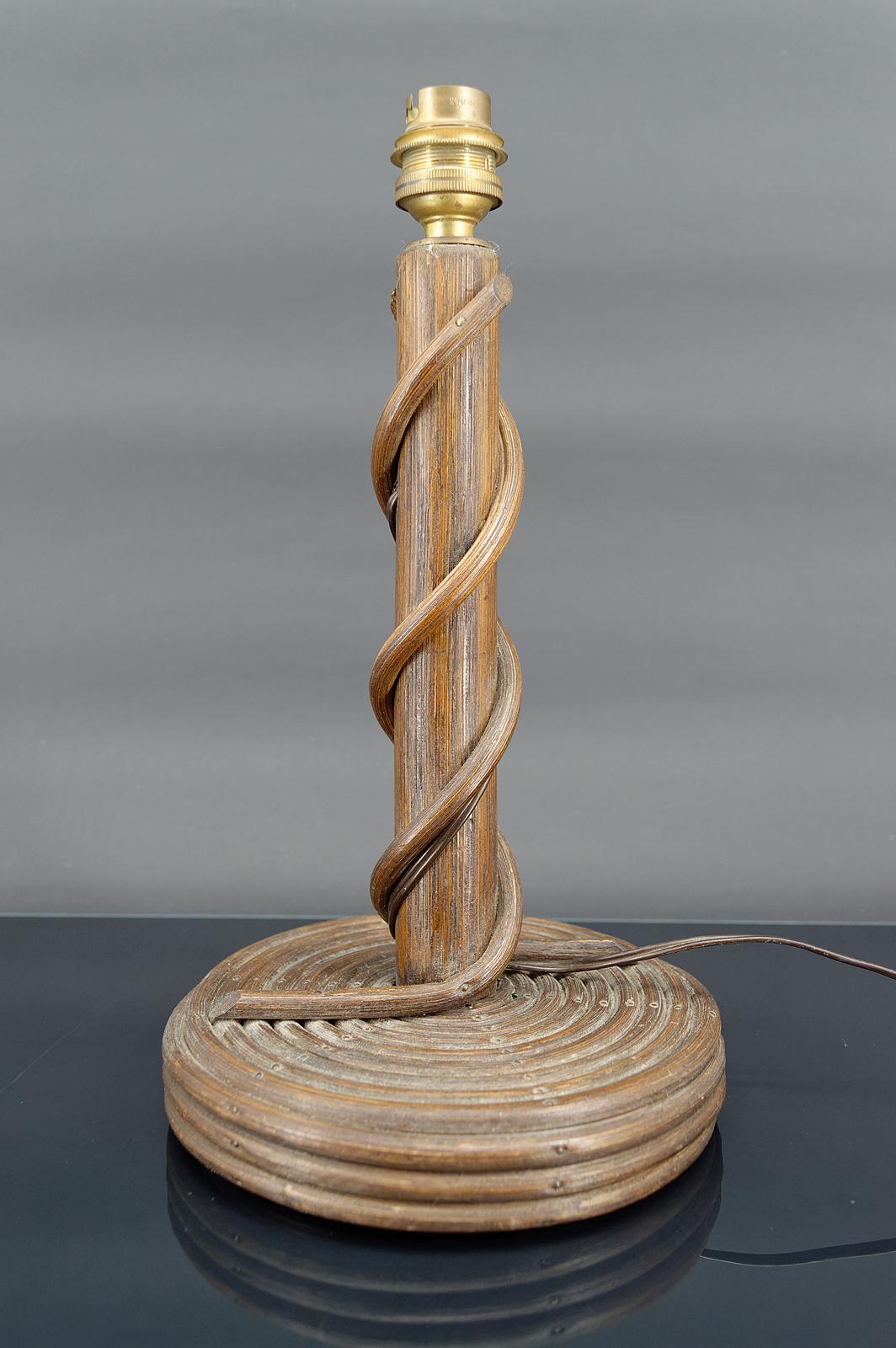 French Louis Sognot rattan lamp, France circa 1950 For Sale