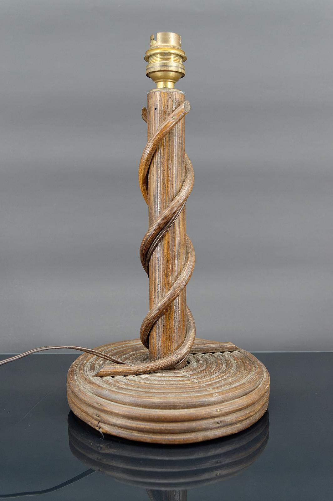 Mid-20th Century Louis Sognot rattan lamp, France circa 1950 For Sale