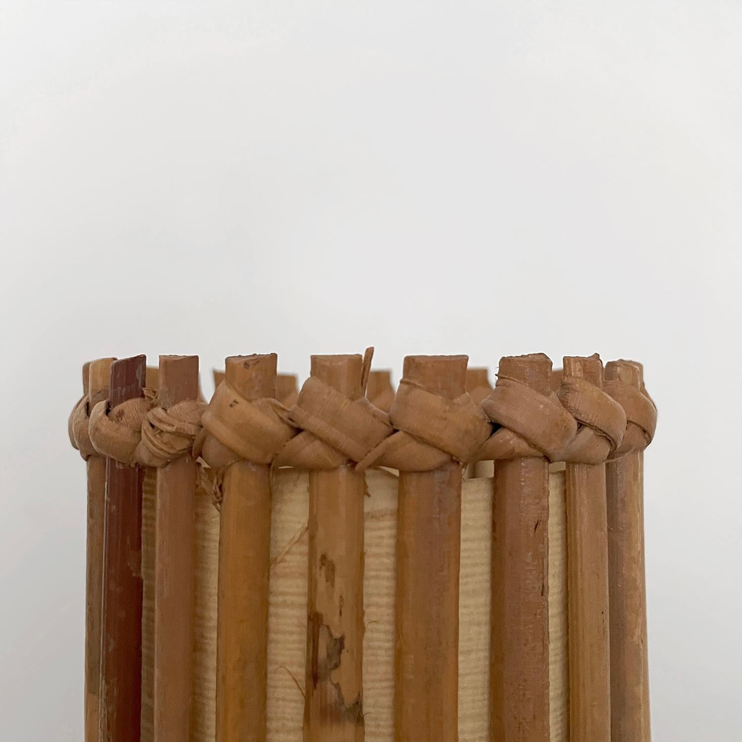 Louis Sognot Rattan Lamp with Loop Base In Good Condition For Sale In Los Angeles, CA