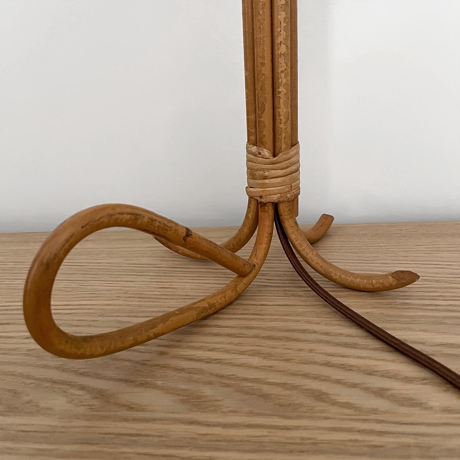 Louis Sognot Rattan Lamp with Loop Base For Sale 3