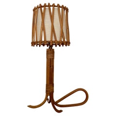 Lampe en rotin Louis Sognot avec base en boucle