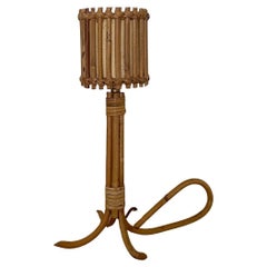 Lampada in rattan di Louis Sognot con base a cappio