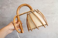 Louis Sognot Lampe murale en rotin Modernité du milieu du siècle 1960, France, Era Audoux-Minet