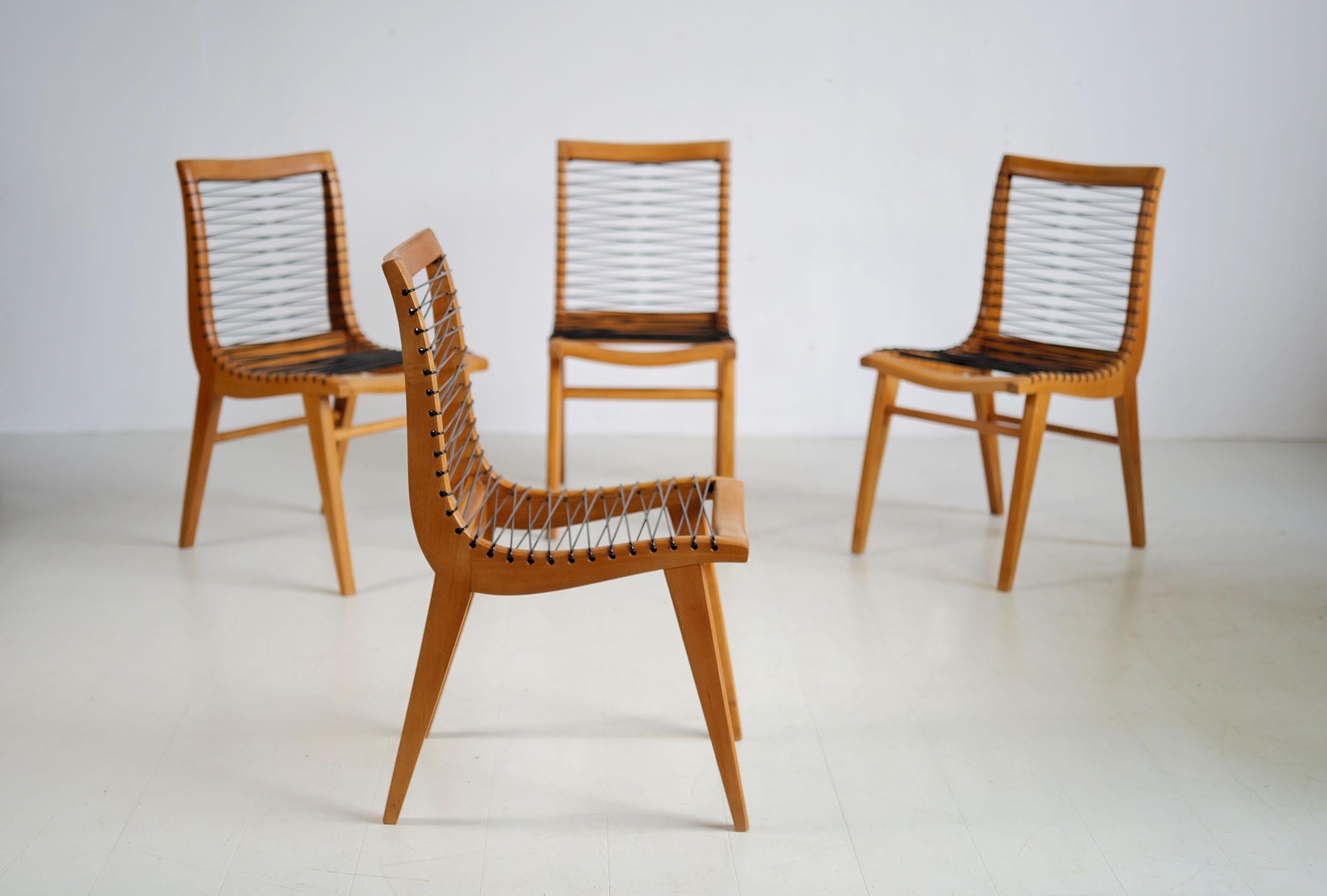 Louis Sognot, Serie 4 Stühle, Frankreich 1950 im Angebot 2