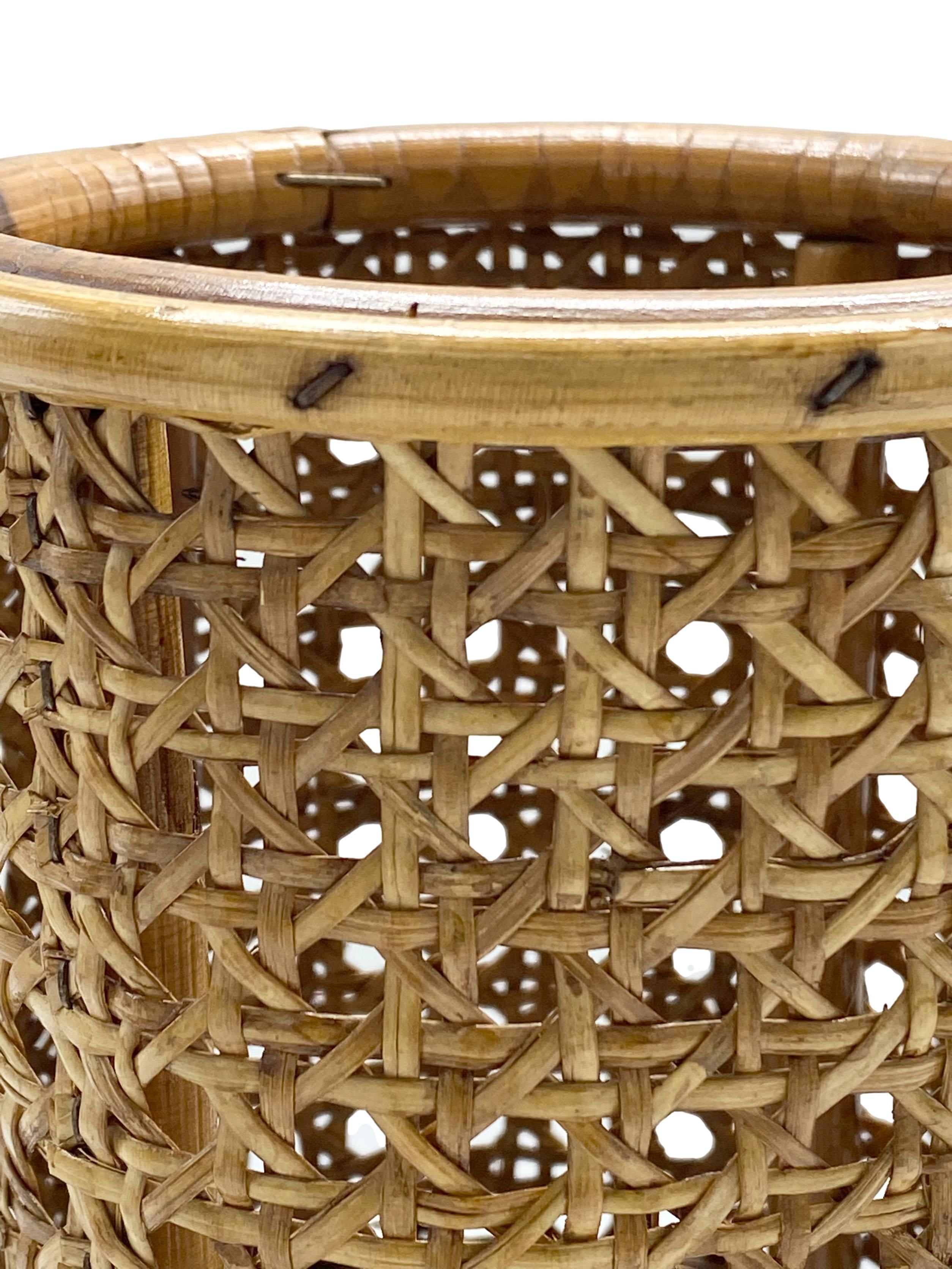 Louis Sognot Style Bamboo and Rattan Tablelamp, Italy, 1960s In Good Condition In Naples, IT