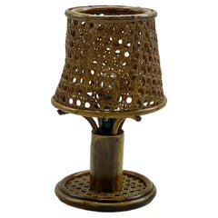 Louis Sognot Style Bamboo and Rattan TableLamp, Italy 1960s