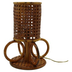 Louis Sognot Style Bamboo and Rattan Tablelamp, Italy, 1960s