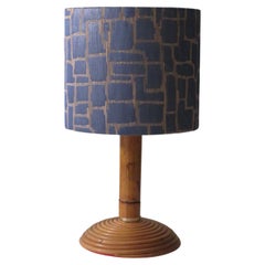 Louis Sognot Style Midcentury Pencil Reed Rattan Table Lamp, France, 1960