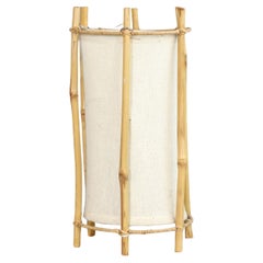 Louis Sognot Bamboo and Rattan Lamp "Mid-Century Modern" 1960, France
