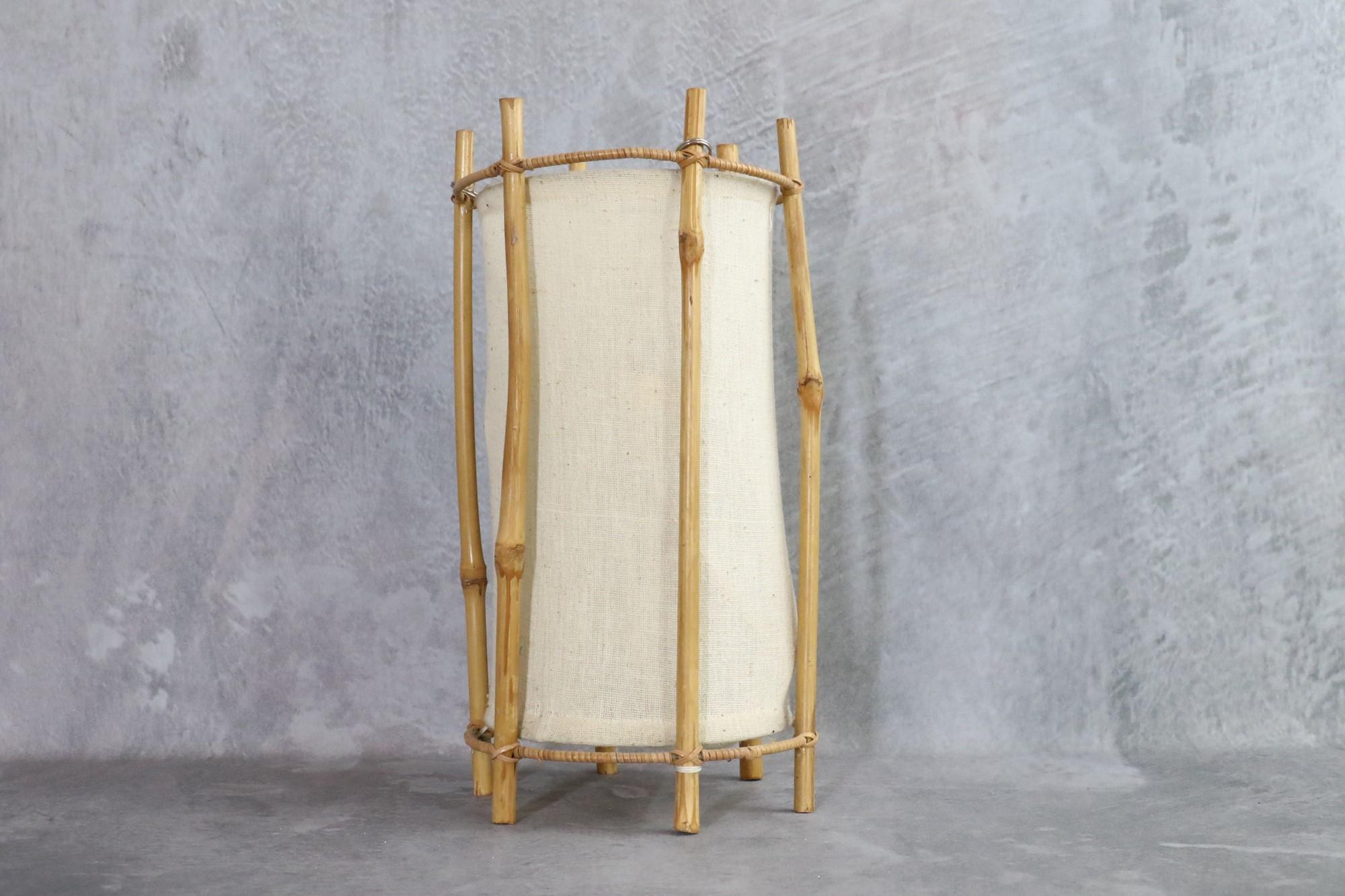 French Louis Sognot Bamboo and Rattan Lamp 
