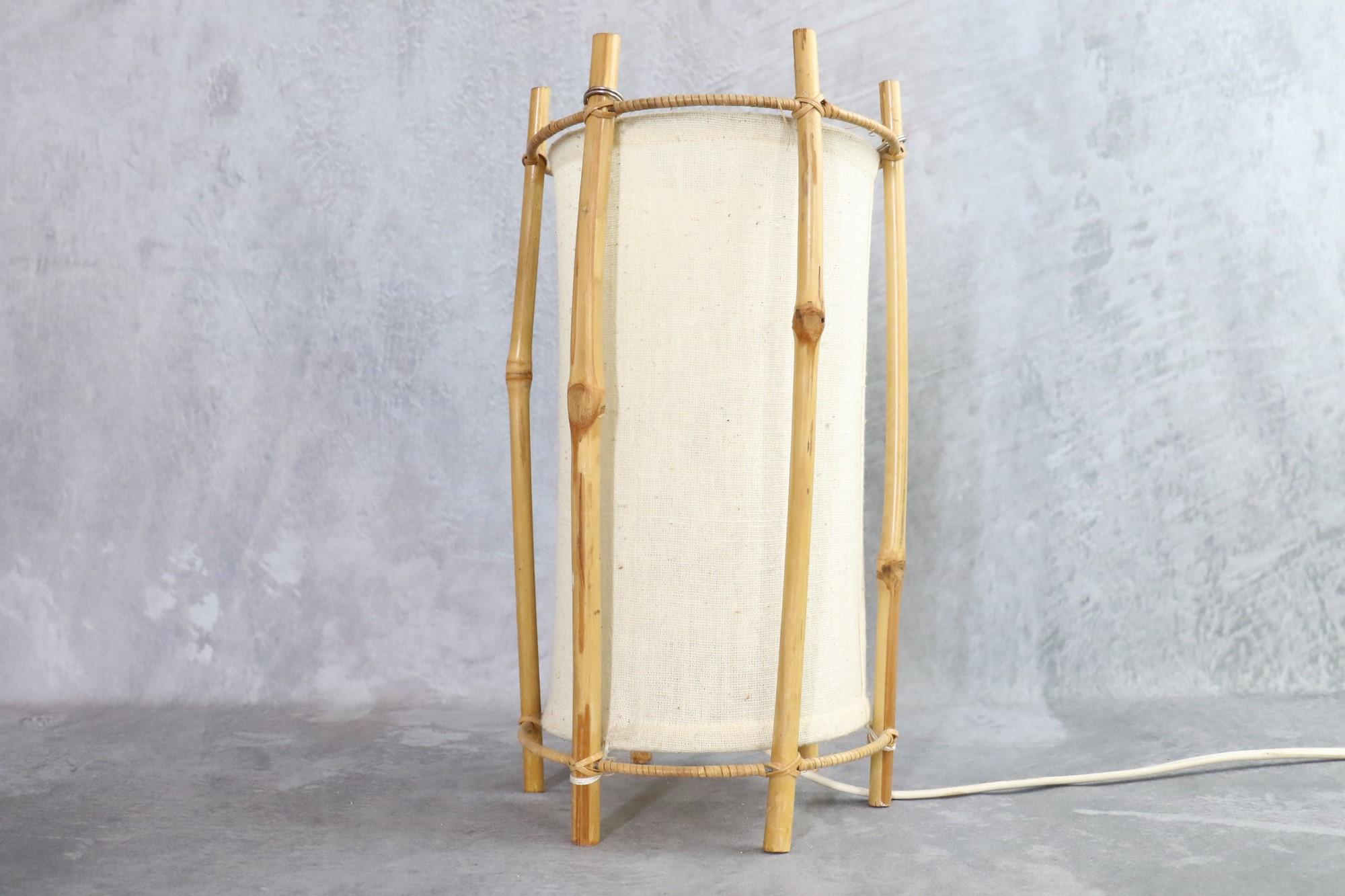 Lampe Louis Sognot en bambou et rotin « Mid-Century Modern », 1960, France en vente 2