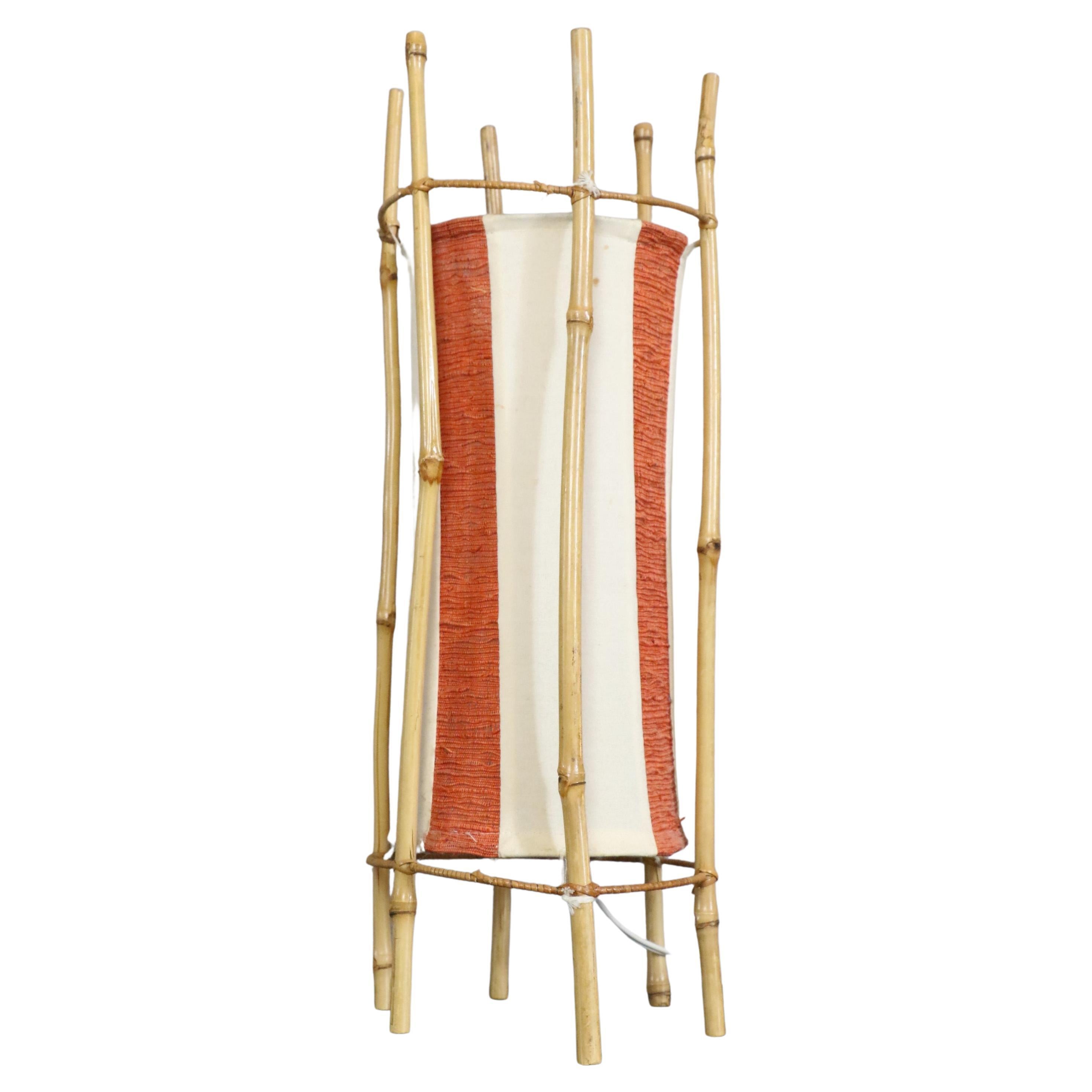 Lampe Louis Sognot bicolore en bambou et rotin « Mid Century Modern », 1960, France en vente