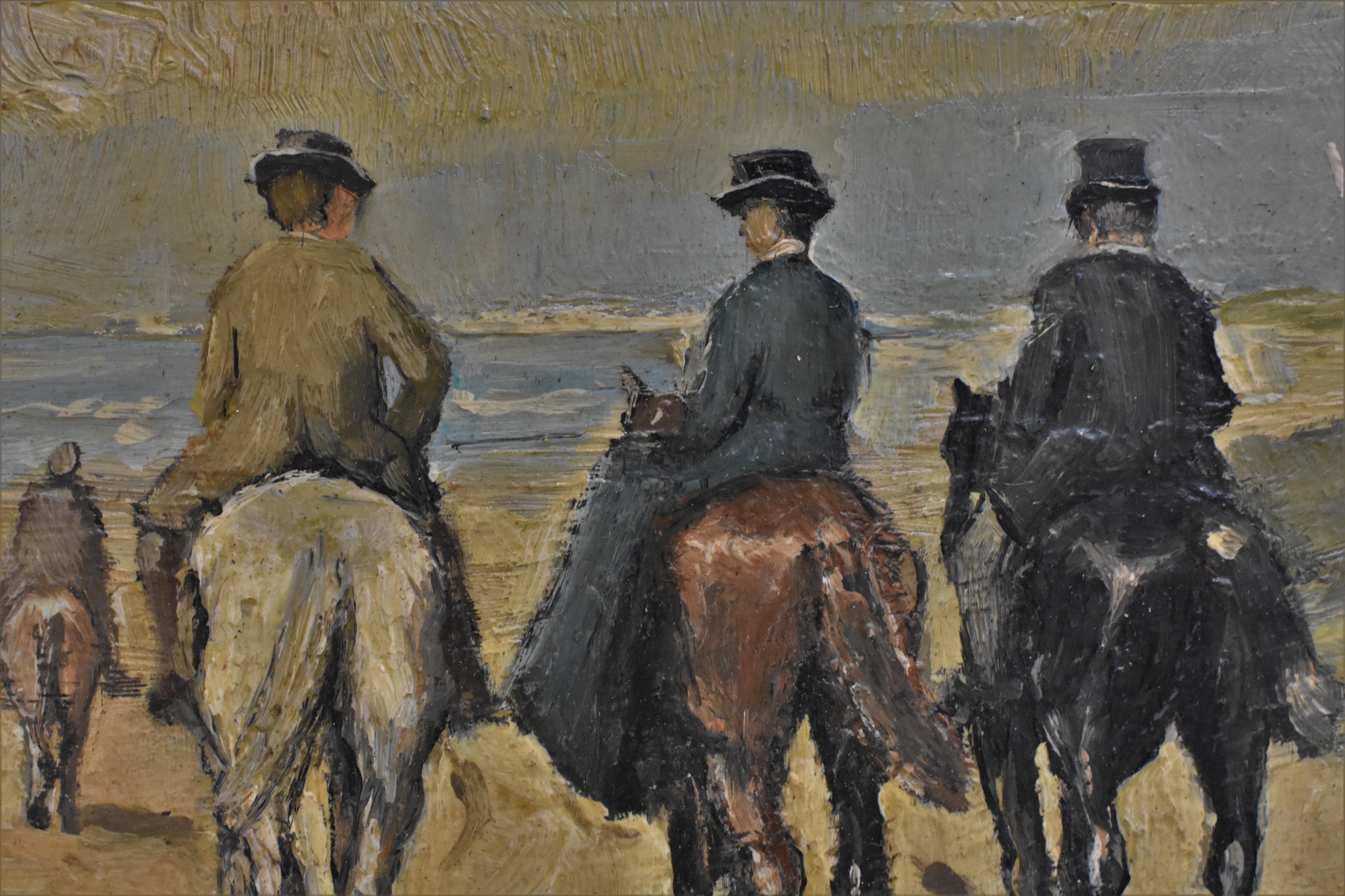 Riders to the beach - Louis Soonius Dutch Impressionist Realist Horses Coast 3