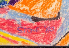 Large Louis Stone Abstract Expressionist Mixed Media