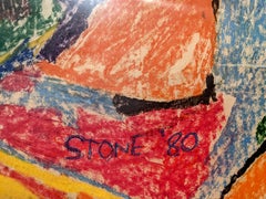 "Two Figures, " Louis Stone, Abstract, American WPA Modernism