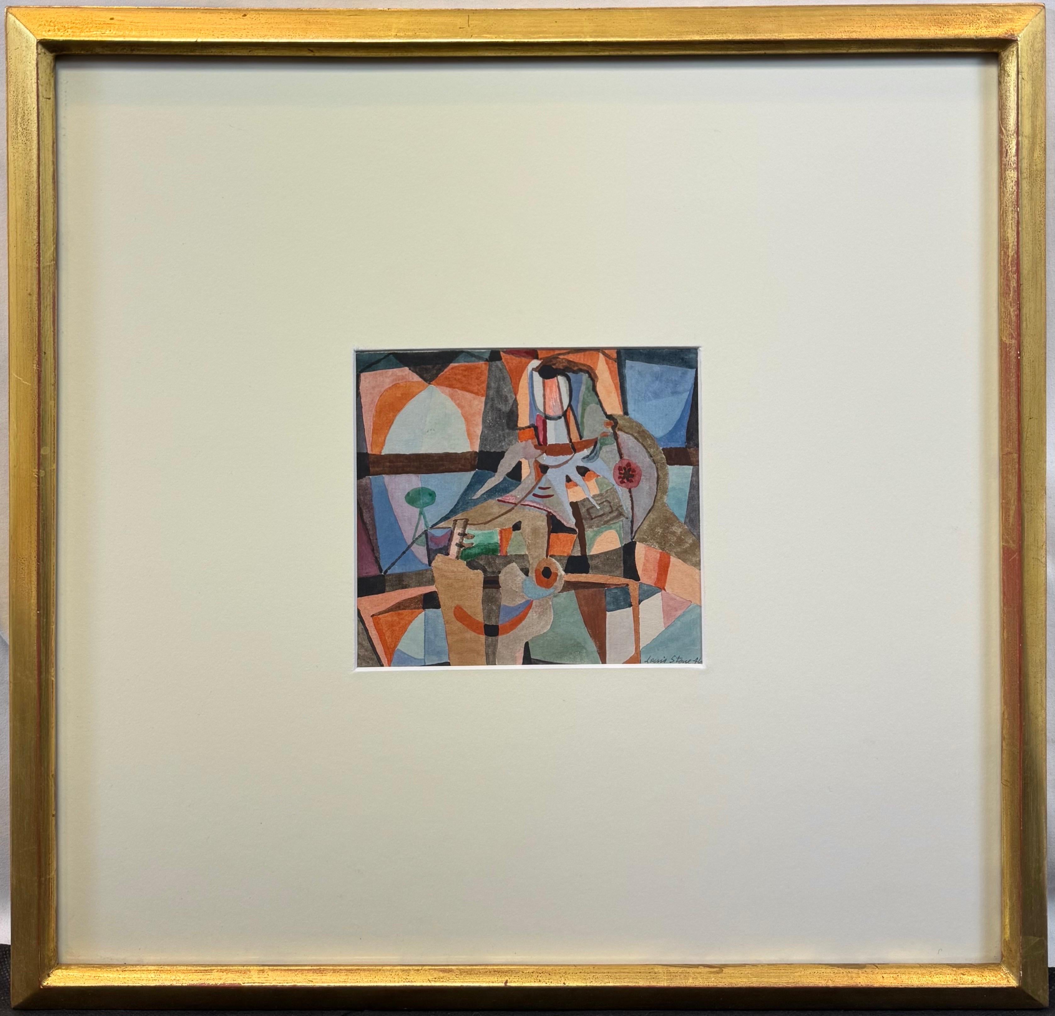 Louis Stone Abstract Drawing - “Untitled, 1946” New Hope Modernist Small Abstract Bucks County Lambertville NJ