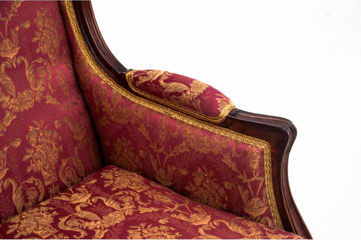 Velvet Louis Style Armchair, France, Around 1880, Restored