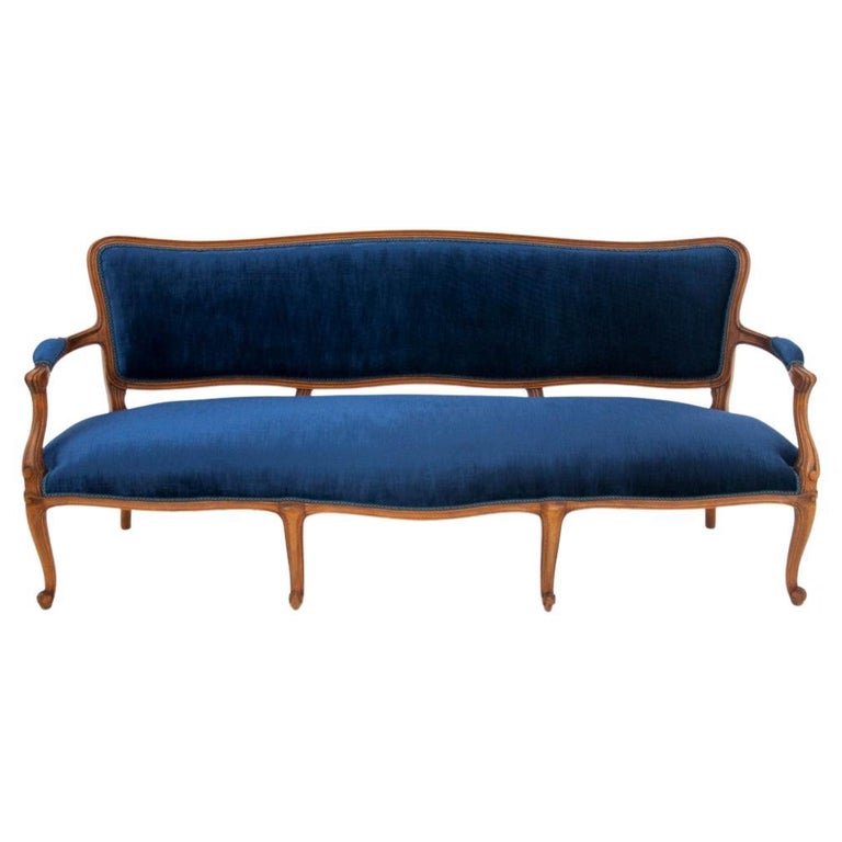 Louis Style Navy Blue Sofa, early 20th century, France. Restored. For