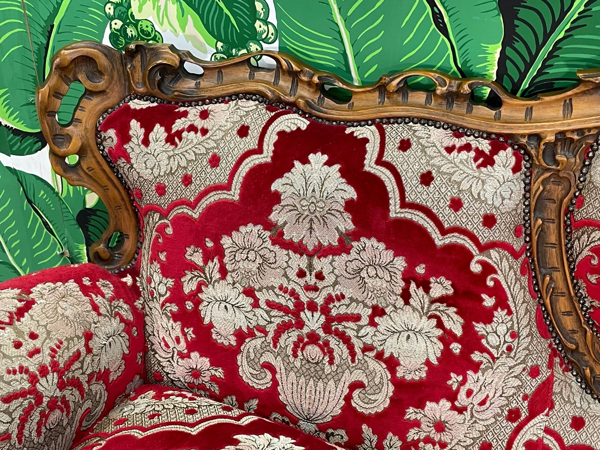 20th Century Louis Style Ornate Carved Parlor Sofa