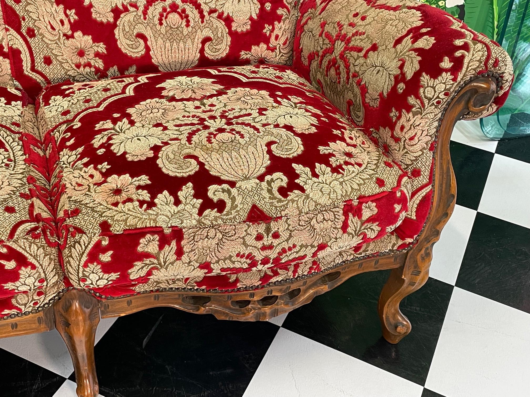 Louis Style Ornate Carved Parlor Sofa 3