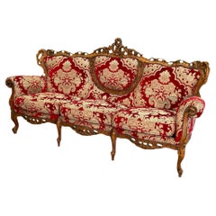 Louis Style Ornate Carved Parlor Sofa