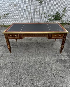 Louis Style Wood Bronze Brass Leather Desk