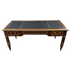 Louis Style Wood Bronze Brass Leather Desk