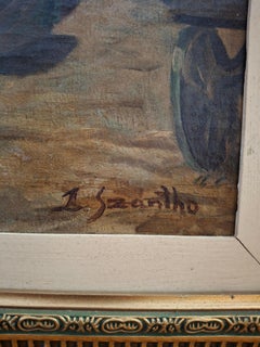 Louis (Lajos) Szanto "Market Scene" Original Oil Painting c.1930s