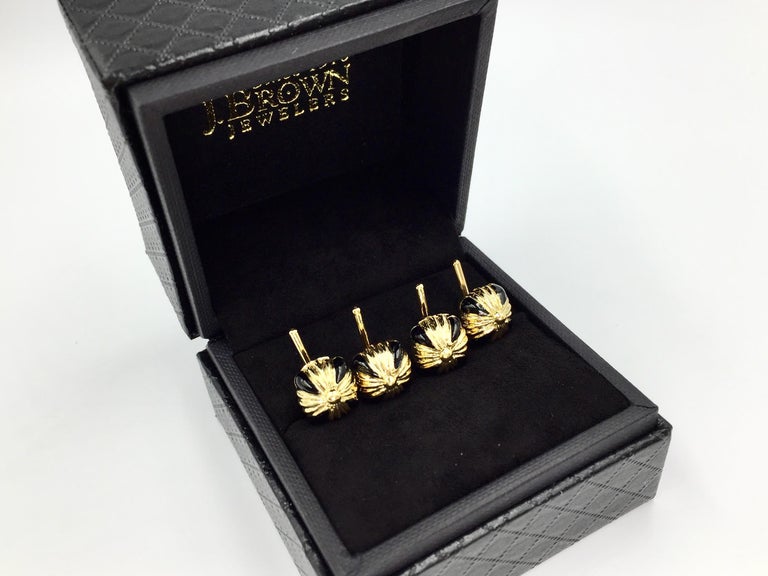 Louis Tamis and Sons 18 Karat Gold and Onyx Shirt Studs Set of 4 at ...