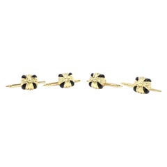 Louis Tamis and Sons 18 Karat Gold and Onyx Shirt Studs Set of 4