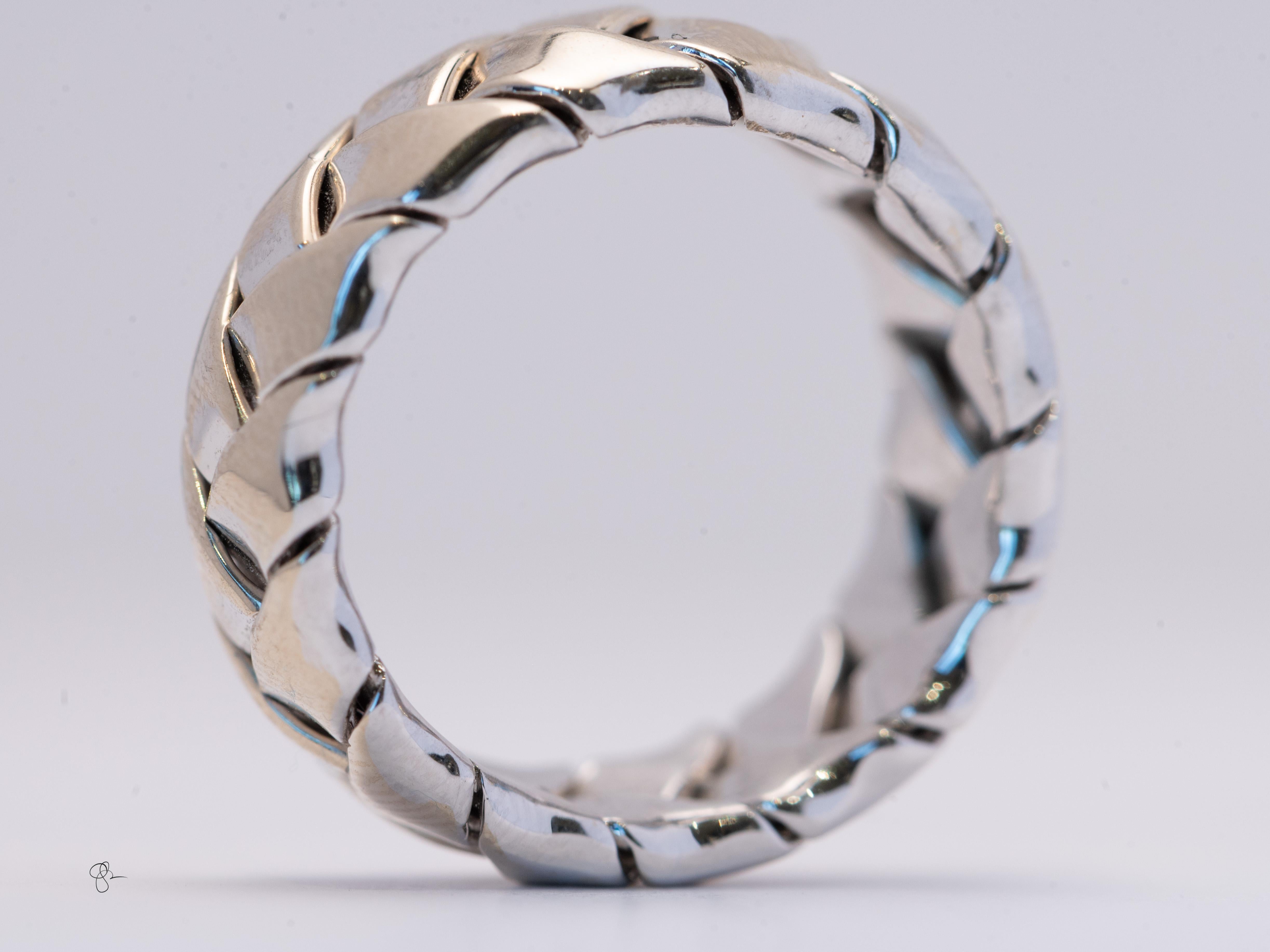 da uomo o donna Louis Tamis and Sons: fede nuziale intrecciata in oro bianco 14k in vendita