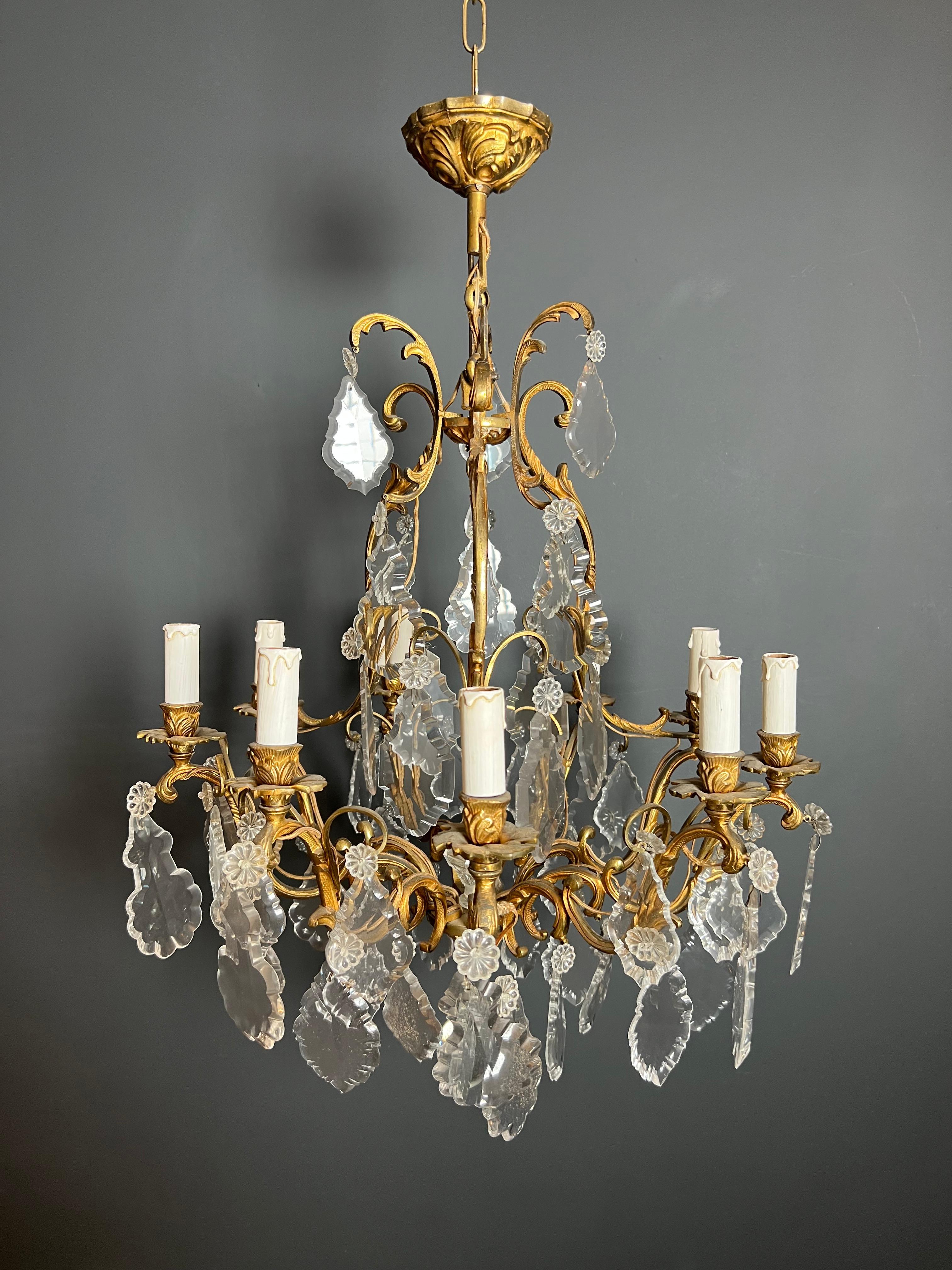 Lampadario in stile Luigi XV in cristallo e bronzo in vendita 6