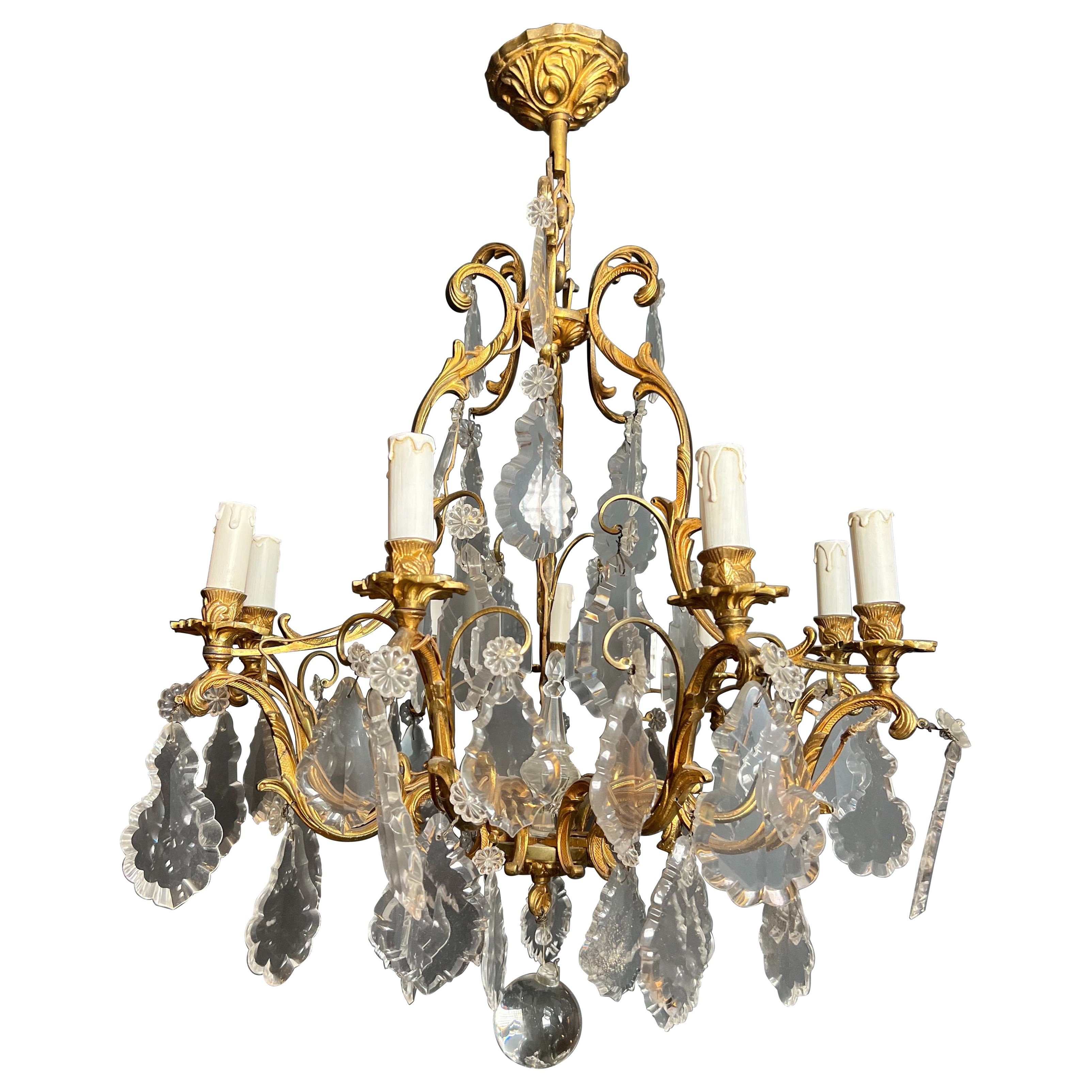 Louis the 15th Style Cristal and Bronze Chandelier