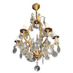 Louis the 15th Style Cristal and Bronze Chandelier with 6 Arms