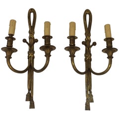 Louis XVI Style Bronze Wall Sconces, French, circa 1940